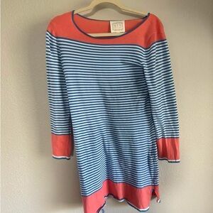 Sail to Sable Blue and Coral Striped Dress